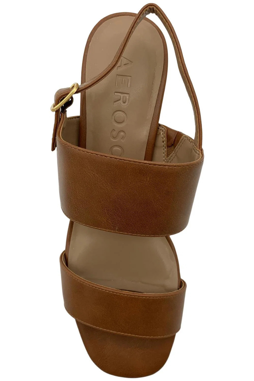 Aerosoles Women's Emmex Stacked Heel Sandals Dark Tan - Medium - Picture 2 of 3